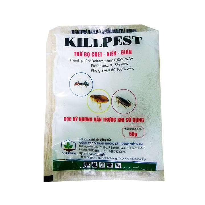 Phấn diệt kiến - Bọ Nhảy - Gián Kill Pest - Gói 50g - Hiệu Quả Cao