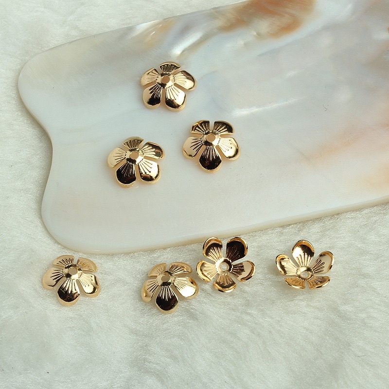 Charm chụp hoa 11mm bạc mạ vàng dùng mix vòng tay cao cấp