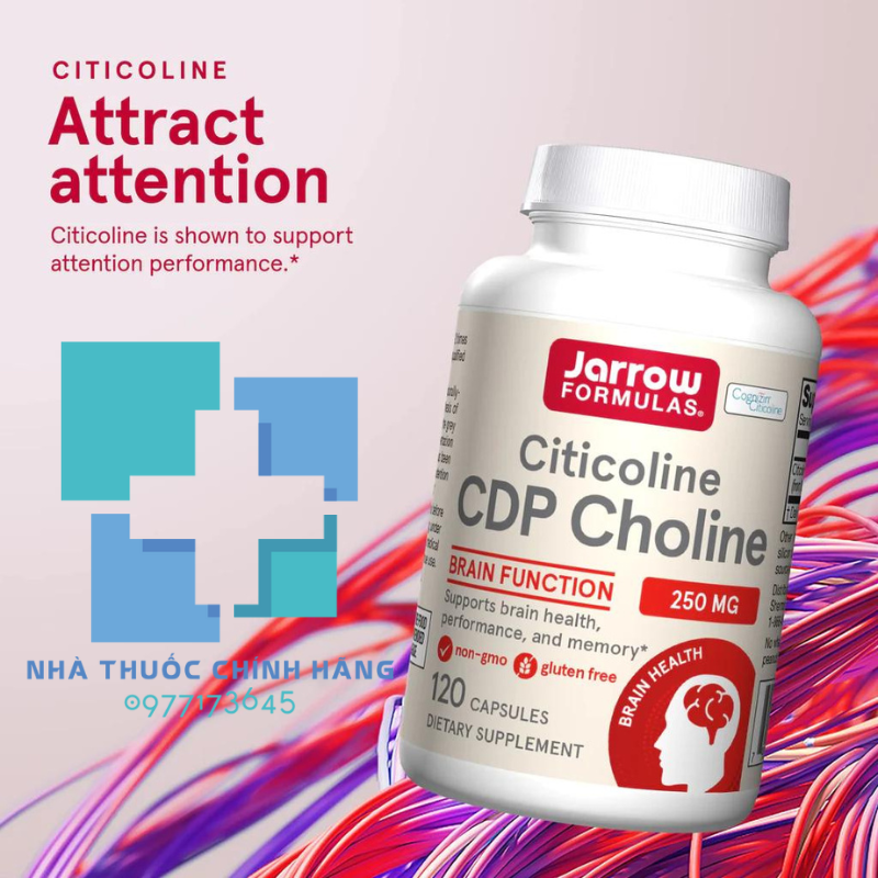 Viên uống Jarrow Formulas Citicoline (CDP Choline 250mg) hỗ trợ tăng cường sự tập trung chú ý