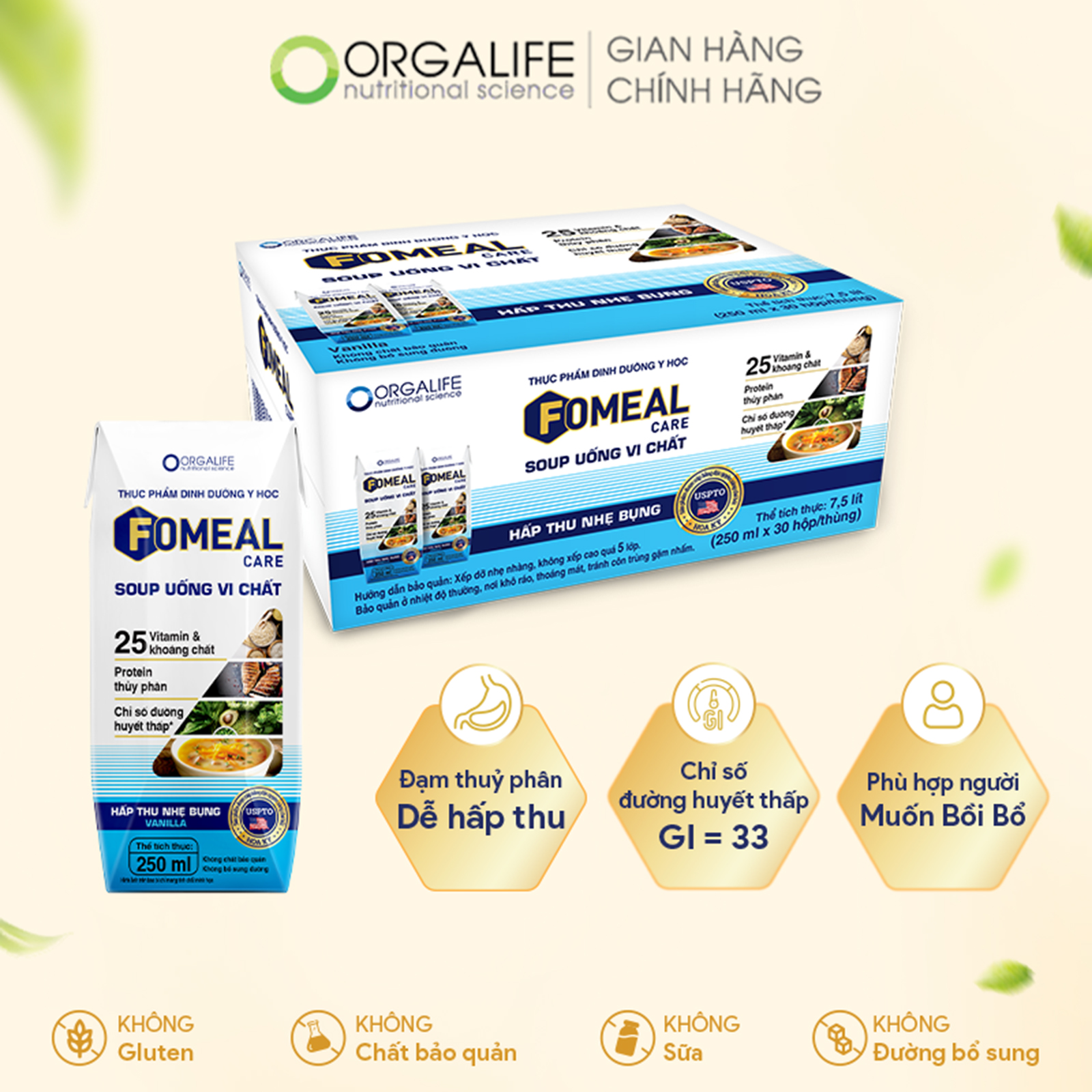 FOMEAL CARE - Thay thế bữa ăn dễ hấp thu tăng đề kháng Combo 3 - 15 -30 hộp x 250ML