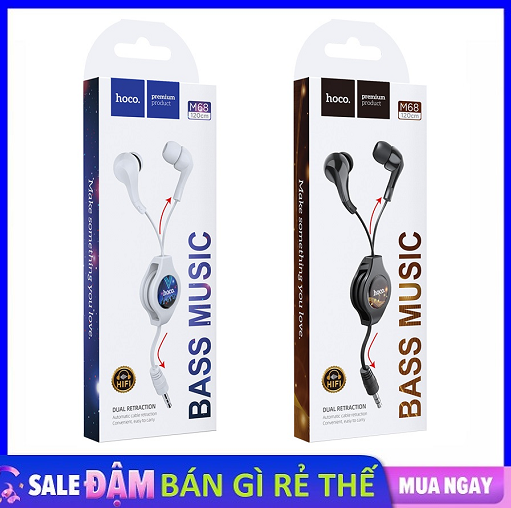 Tai nghe nhét tai dây rút hoco m68