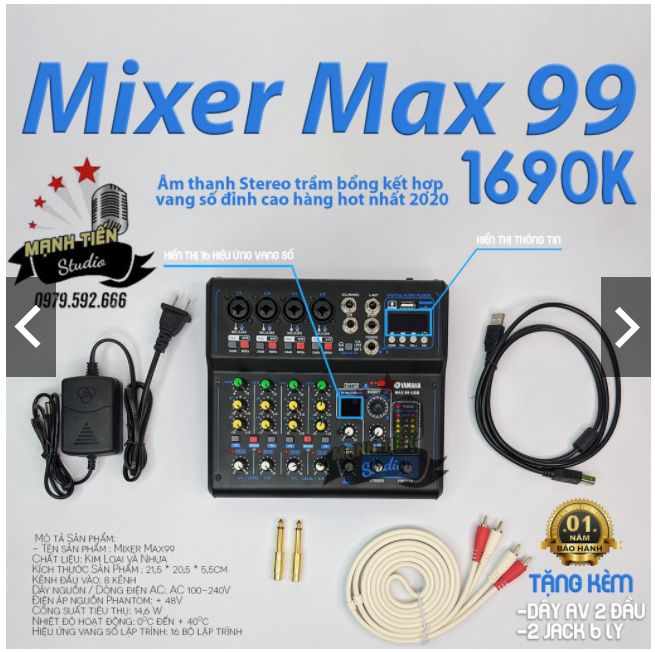 [HCM](Chuẩn Âmly đẩy) Bàn Trộn Âm Thanh Kiêm Lọc Âm Mixer Max 99 Tiện Lợi Oto Loa Kéo Và Các Loại Loa Khác Bộ Mixer Kèm Vang Đa Năng Hát Trên Mọi Loại Loa. Loa kéo Loa Soundbar Loa Bluetooth Đều Hát Được