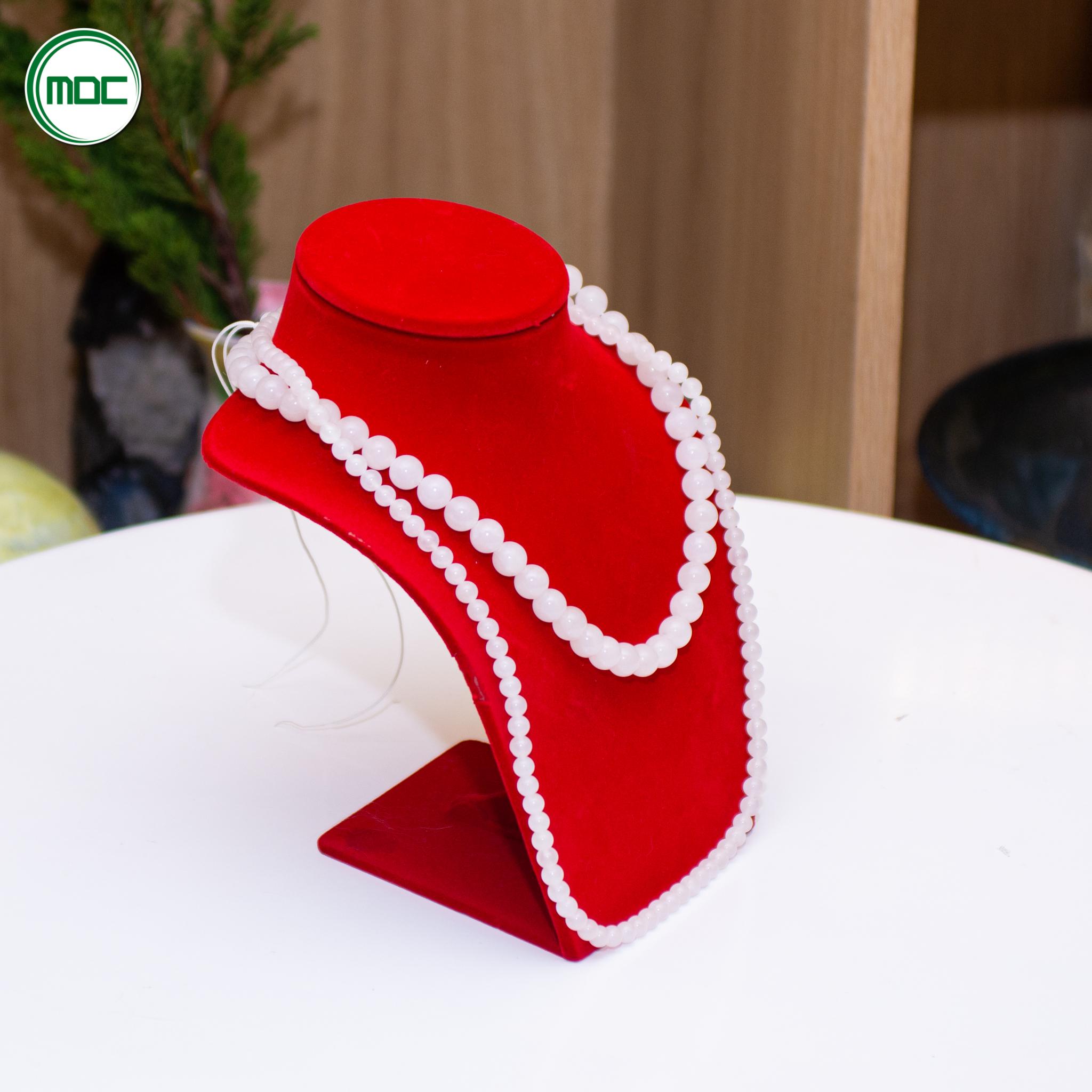 Tượng manocanh ma nơ canh tượng cổ nhung trưng bày dây chuyền, vòng đeo cổ màu đỏ (cỡ trung)