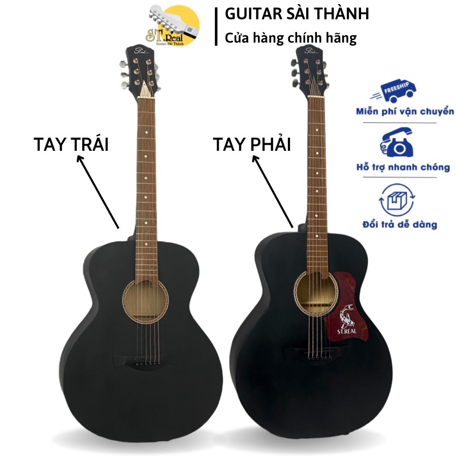 (Miễn Phí Ship) Đàn Guitar Acoustic Mã ST-OM1 (Black) Chính Hãng ST.Real Có Ty Chỉnh Cần Chất Liệu Gỗ Nhập Khẩu