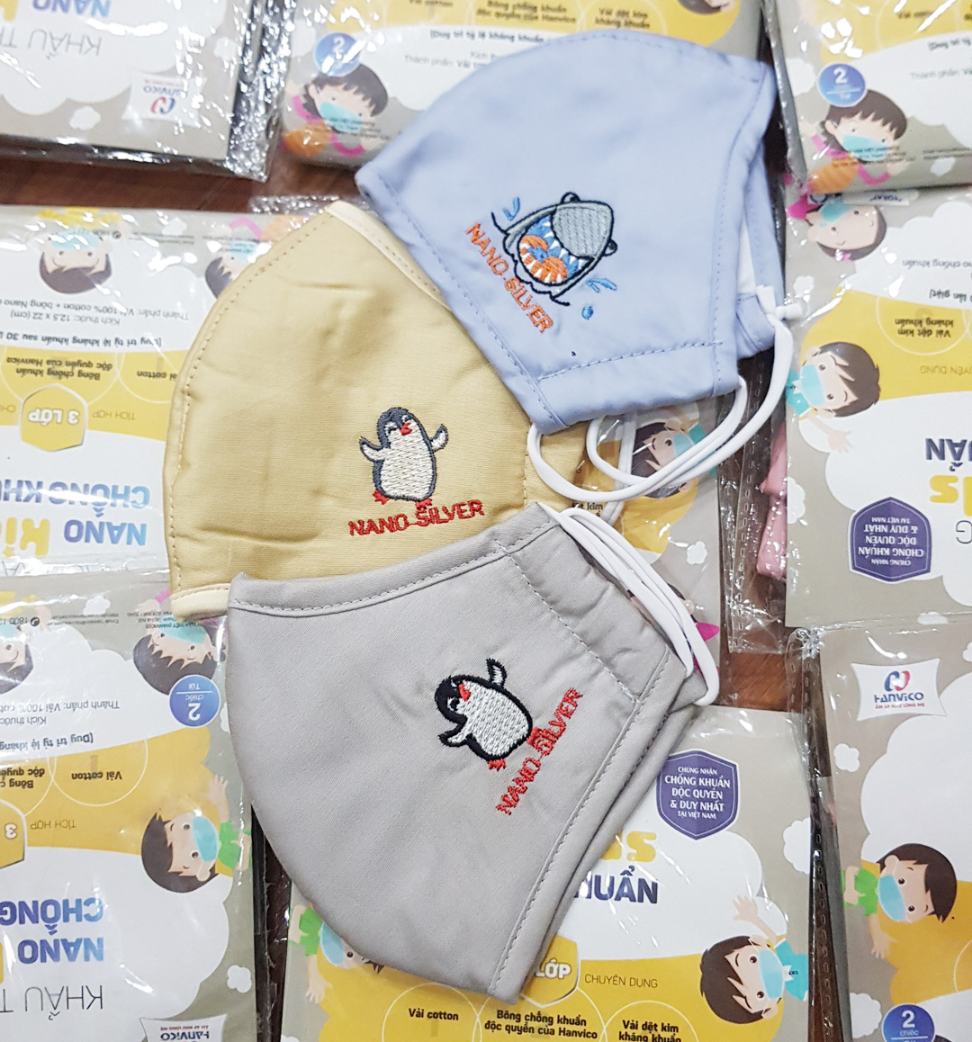 Set 2 Khẩu trang vải 3 lớp Hanvico cho bé trai - Hàng dày, đẹp, họa tiết dễ thương