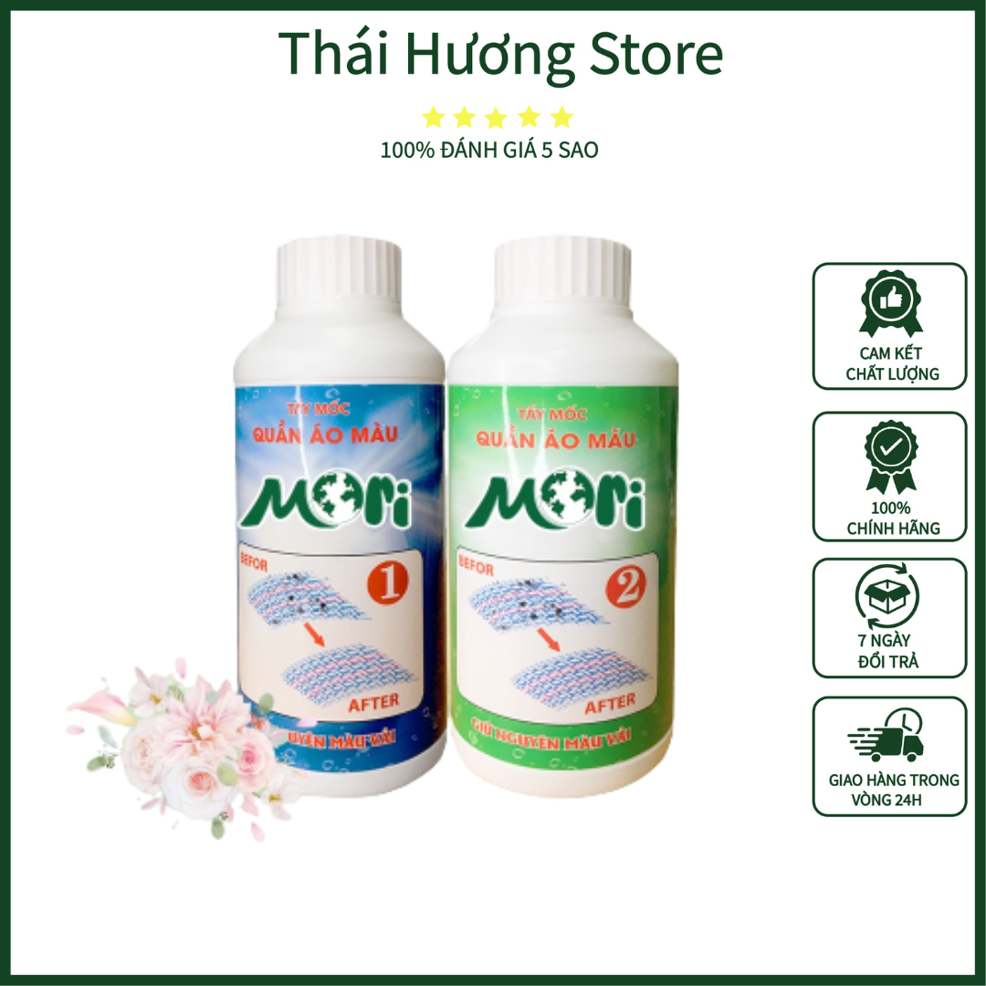 Tẩy mốc quần áo mori, thuốc tẩy quần áo màu_ sạch bay vết mốc, giữ nguyên màu vải