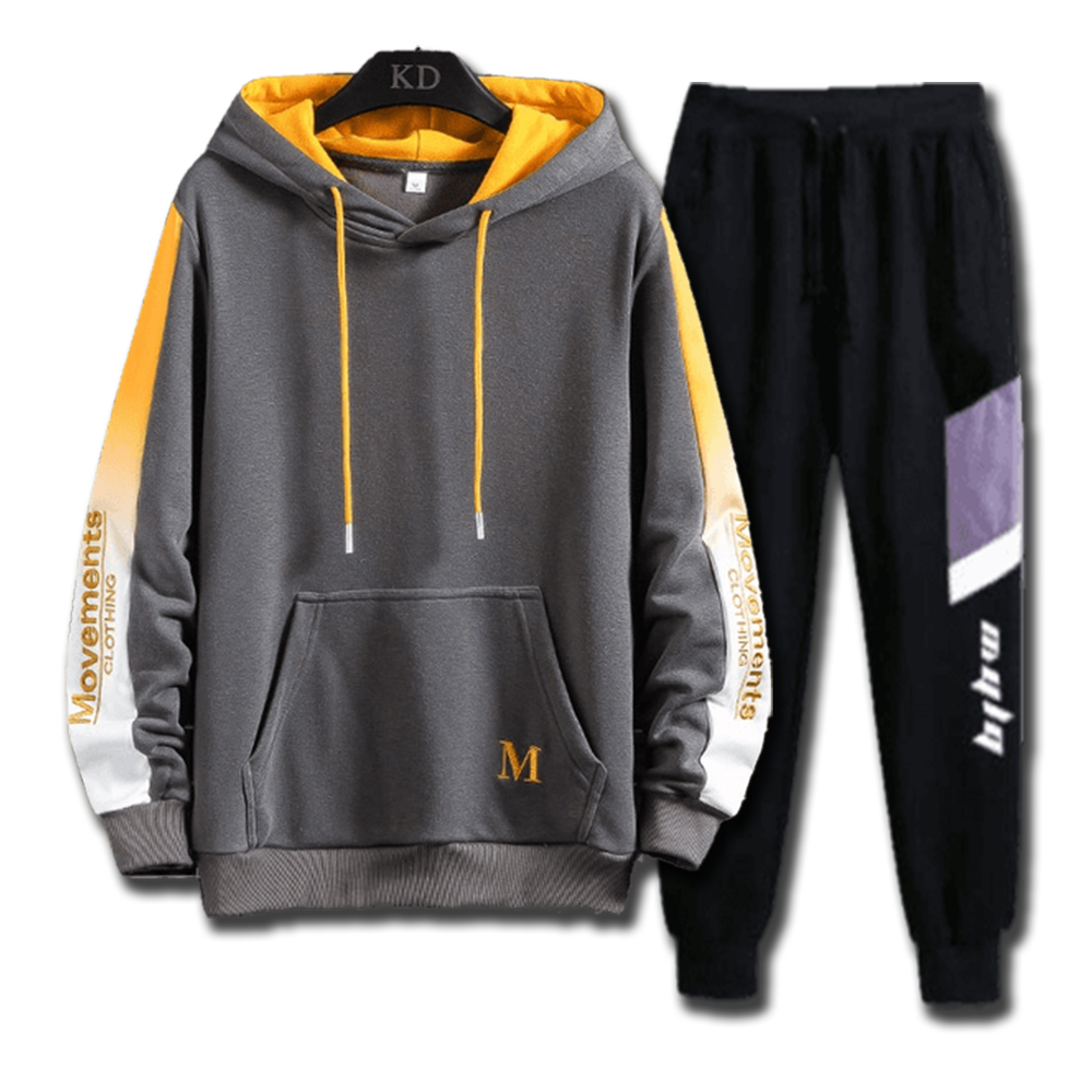 Bộ Đồ Nỉ Nam Áo Hoodies Movements Tay Áo Phối Sọc Kết Hợp Quần Jogger Bo Gấu Phối Sọc Trẻ Trung Hot Trend Thời Trang Thu Đông 4HER SET NAM 90000185