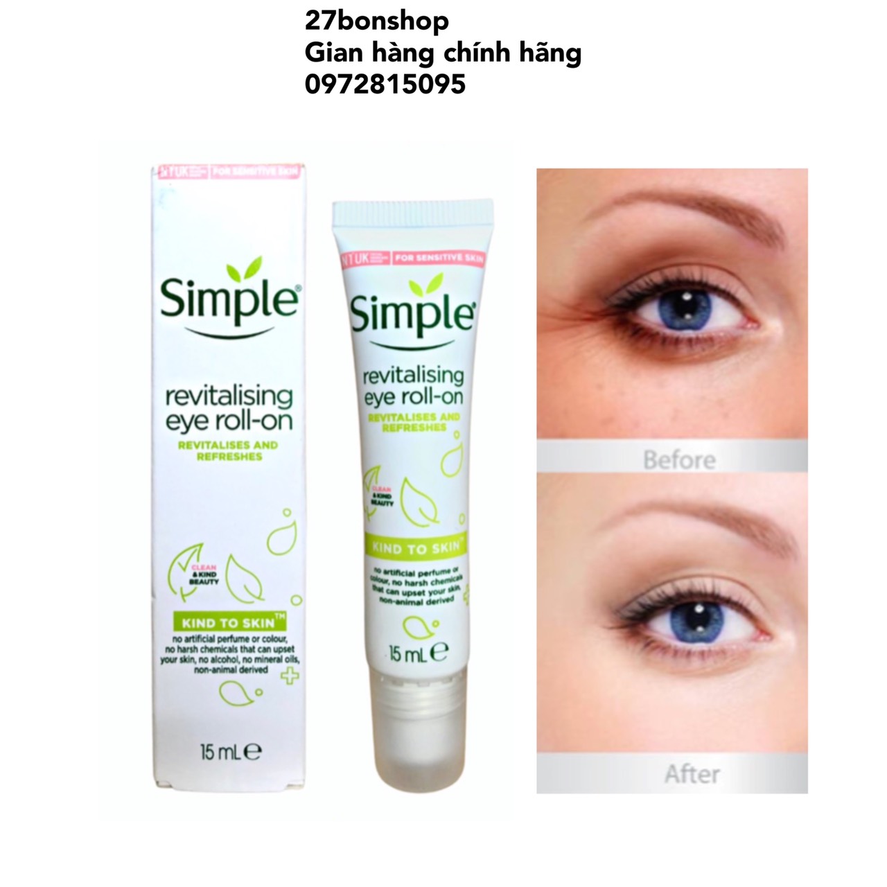 Lăn Dưỡng Mắt Simple Kind To Eyes Revitalising Eye Roll-On