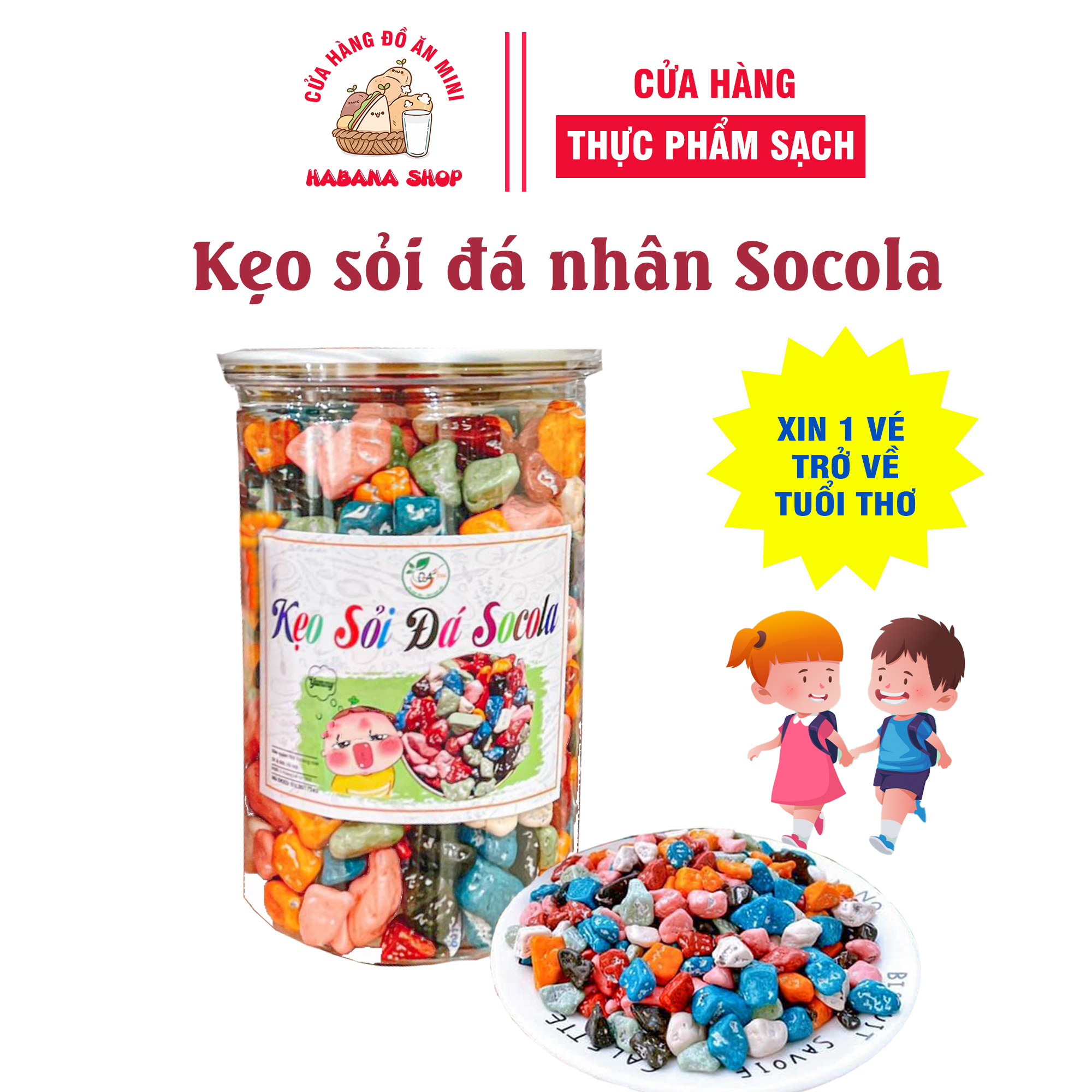 Kẹo sỏi đá nhân socola HaBaNa cực ngon cực chuẩn hộp 500gram