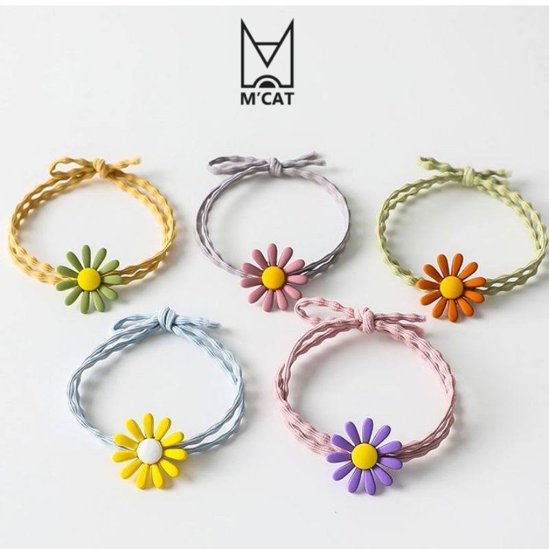Set 5 chiếc cột tóc hoa cúc phụ kiện tóc dễ thương nhiều màu