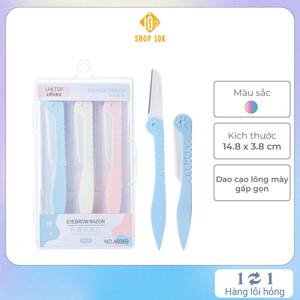 Set 3 dao cạo chân mày gấp gọn Eyebrow Razor, tỉa lông mày , lông chân, cạo râu gấp gọn SP004464