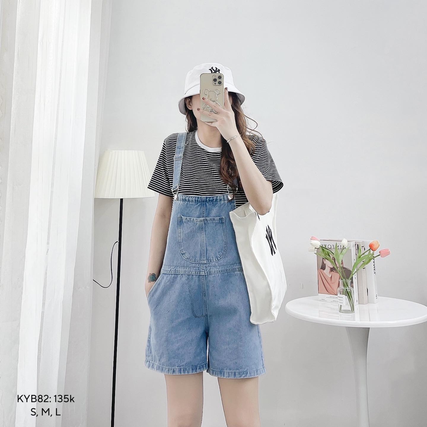 Yếm jean short túi ngực Dạng Yếm Dáng Ngắn Ulzzang Hàn Quốc CHIBEST KYB82 |  