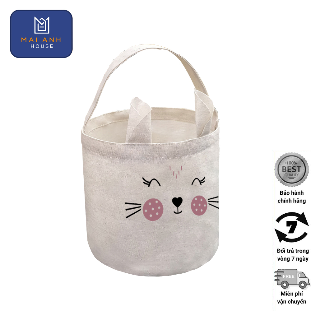 Giỏ vải mini may vải PE chống thấm nước quai tai thỏ đựng đồ đa năng Mai Anh House MA11