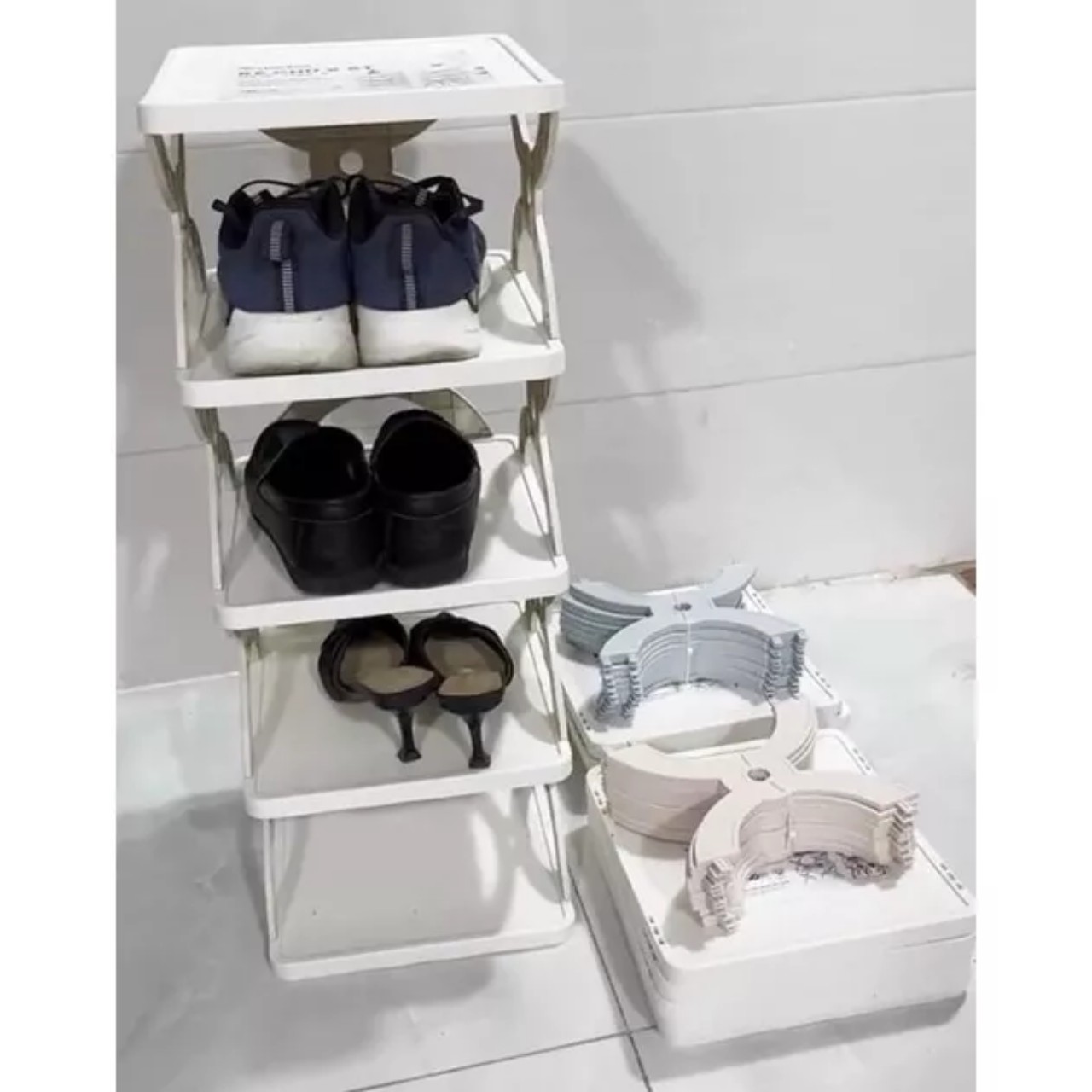 Kệ trang trí nội thất-Kệ giày dép 5 tầng chữ X Hokori Việt Nhật. C80 x R28 x S26cm - Kệ giày dép tháo ráp tiện dụng siêu đẹp