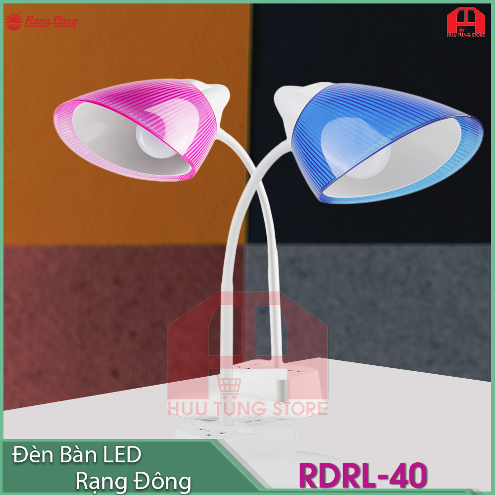 Đèn học LED chống cận thị Rạng Đông 8W, công nghệ LED SUNLIKE, tích hợp ổ cắm và chân sạc USB hoặc ống đựng bút vô cùng tiện dụng (RD-RL-40)