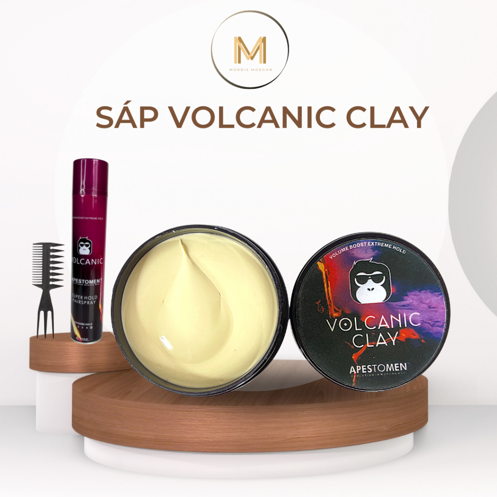Combo gôm xịt tóc + sáp vuốt tóc volcanic nắp nhựa | morris morgan