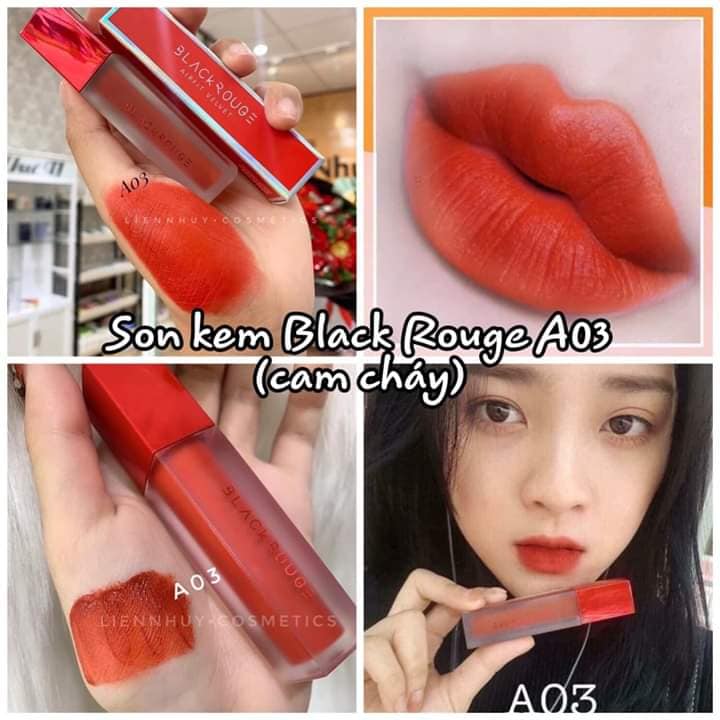 Son Black rouge A03 đỏ cam cháy
