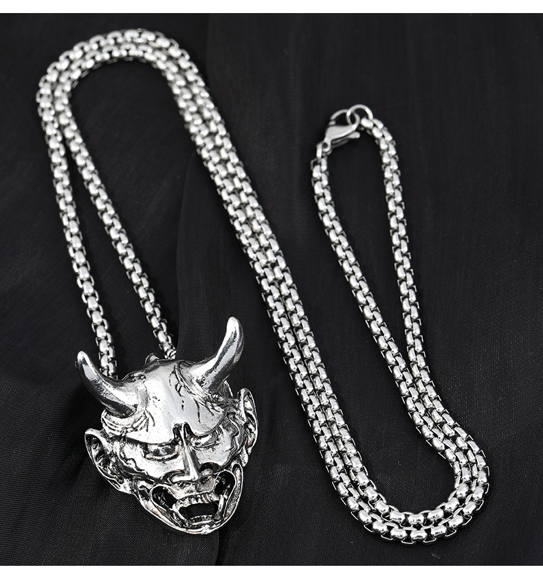 Dây chuyền nam titan hình mặt nạ Hannya- vòng cổ nam Hiphop