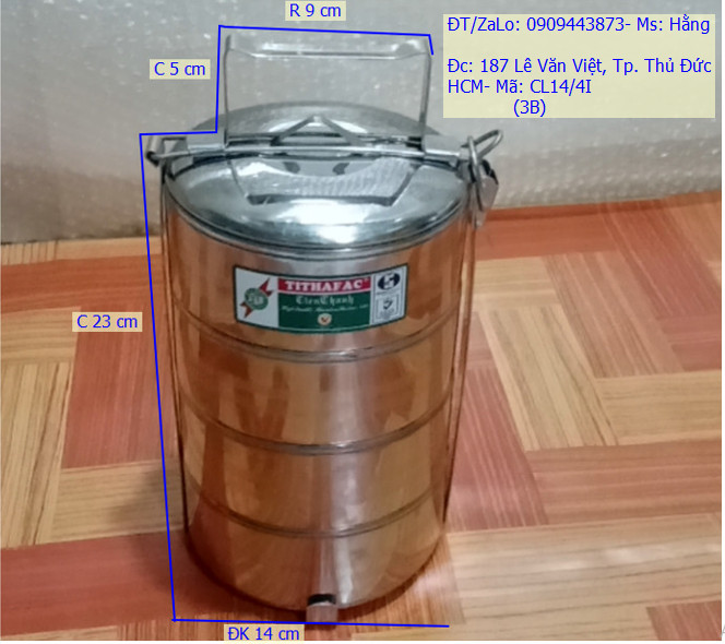 Cặp lồng cà mèn 4 ngăn inox cao cấp có quai xách -