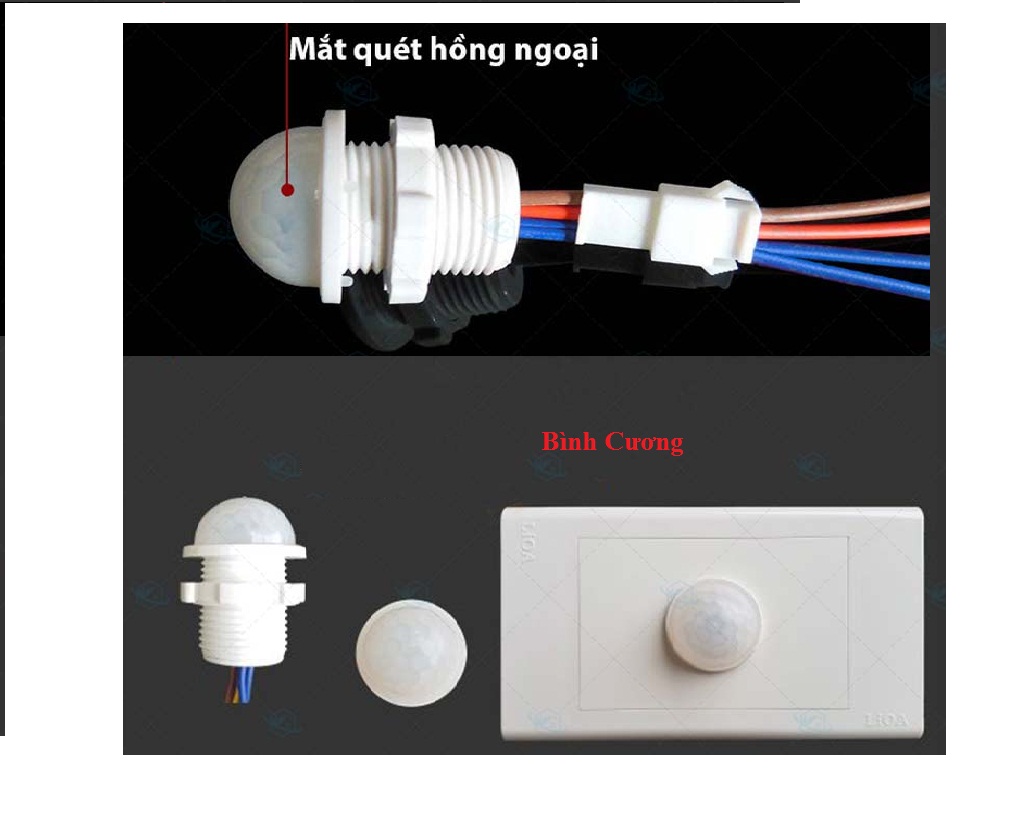 Combo 5c Công tắc cảm biến chuyển động hồng ngoại mini có chỉnh ngày đêm