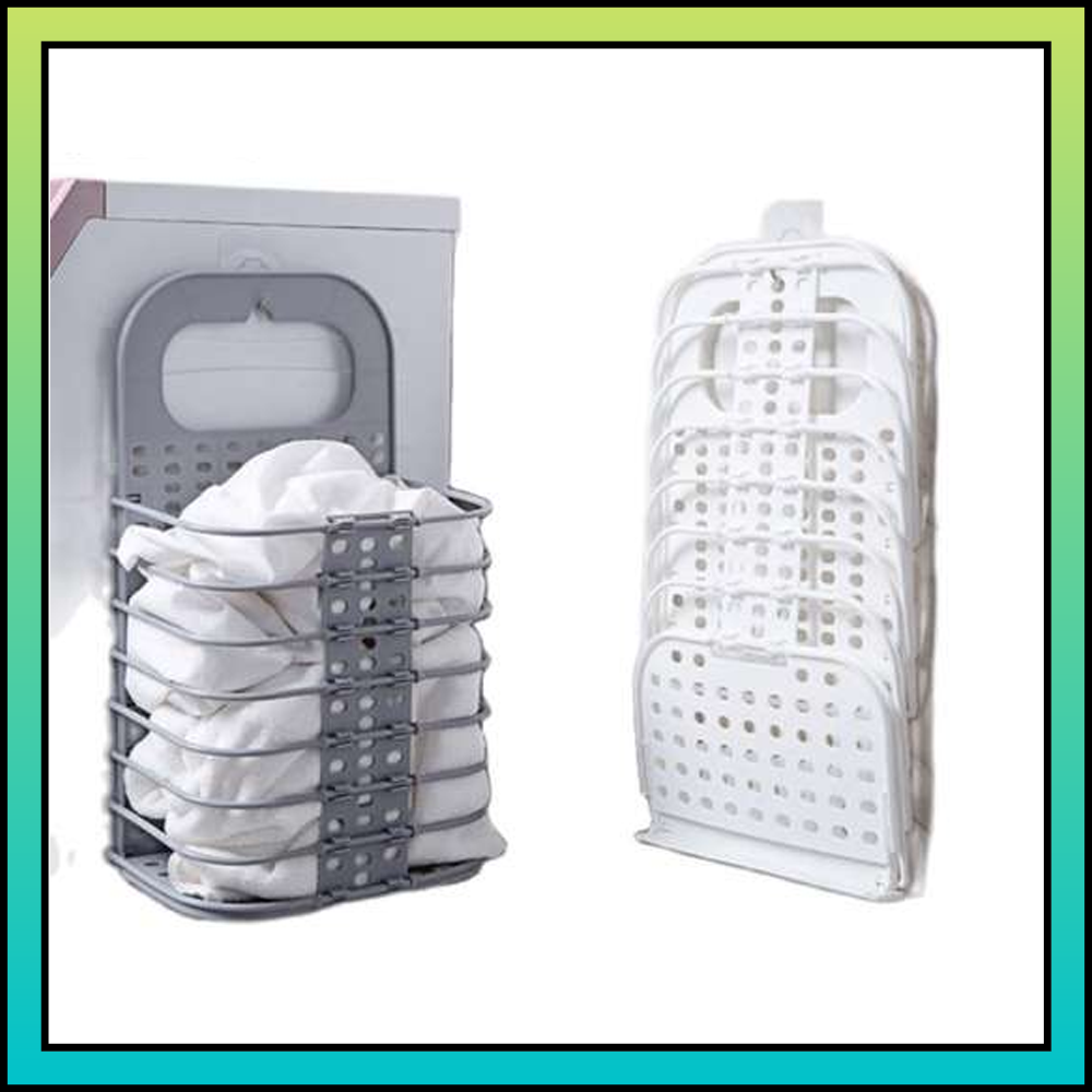 Giỏ đựng đồ, quần áo bẩn gấp gọn treo kế máy giặt hoặc treo tường tiện lợi - rổ treo tường đựng đồ dùng sinh hoạt - rổ nhựa việt nhật