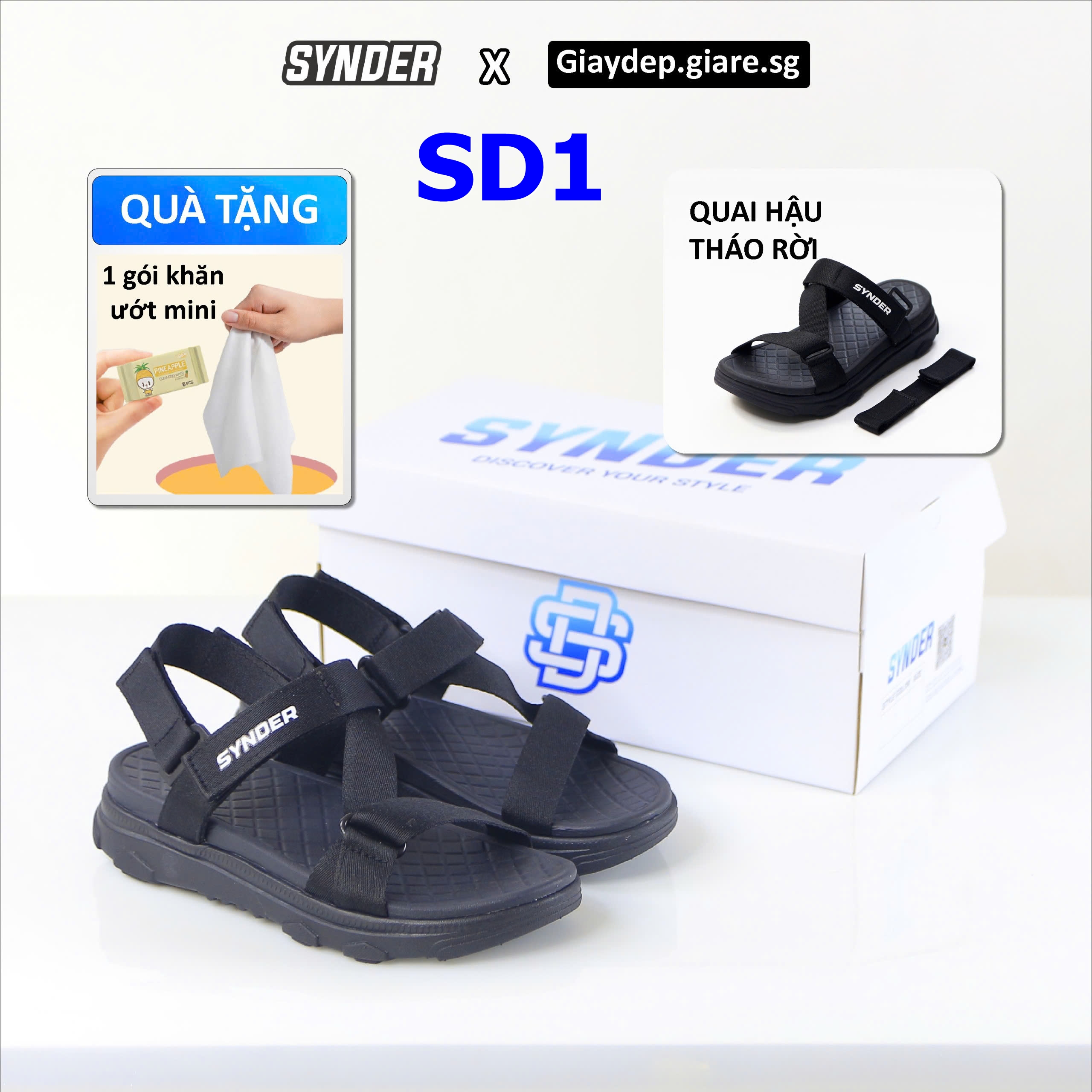 SYNDER-Fullbox-giày sandal_xăng đan quai dán Unisex quai chéo dù xịn có thể tháo rời quai hậu làm dép