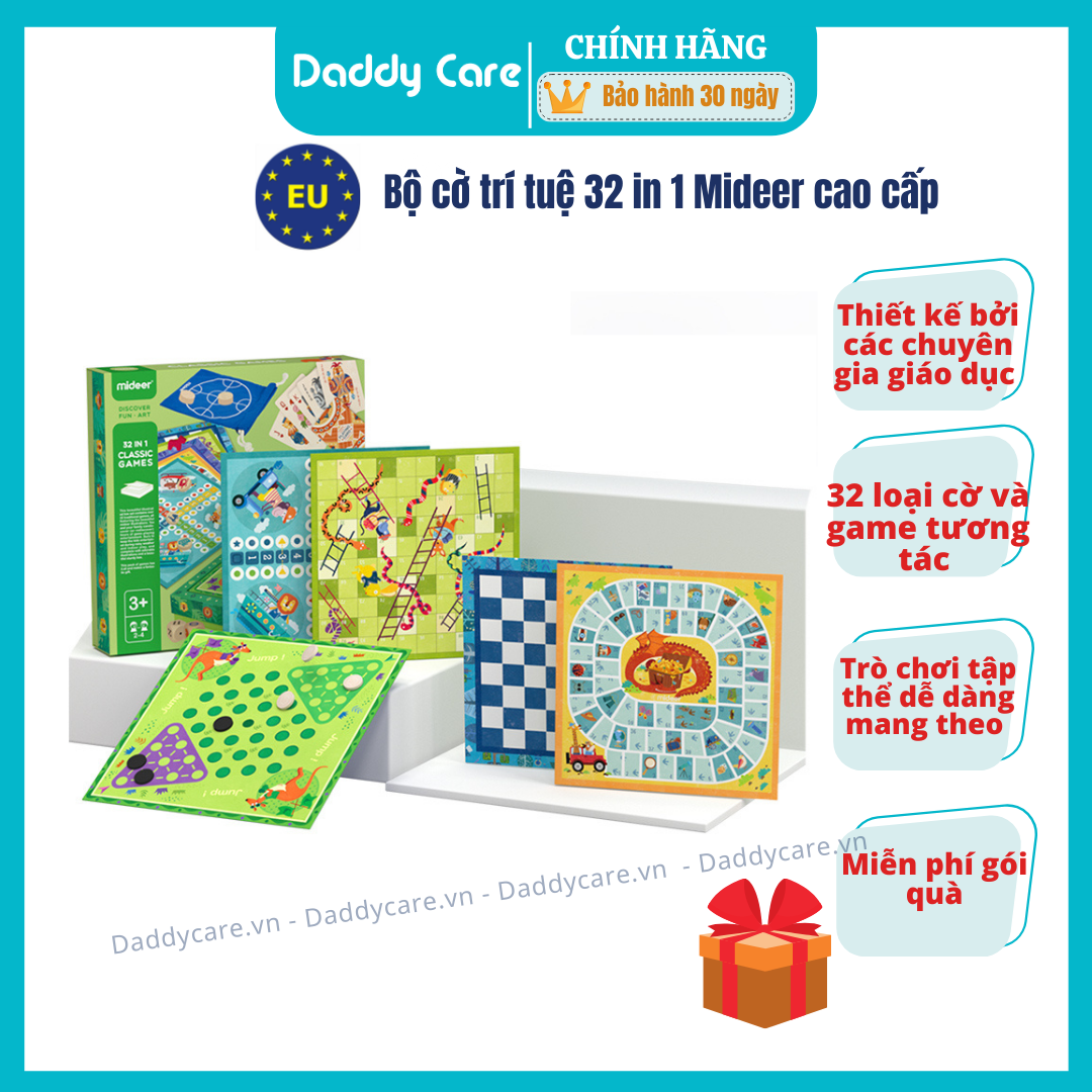 Bộ cờ cổ điển mideer classic games 32 in 1, đồ chơi trí tuệ dành cho bé từ 2,3,4,5,6,7 tuổi