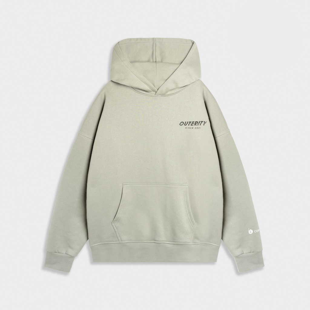 Áo khoác hoodie outerity mini signature/ màu xám kem / nỉ bông - orp212