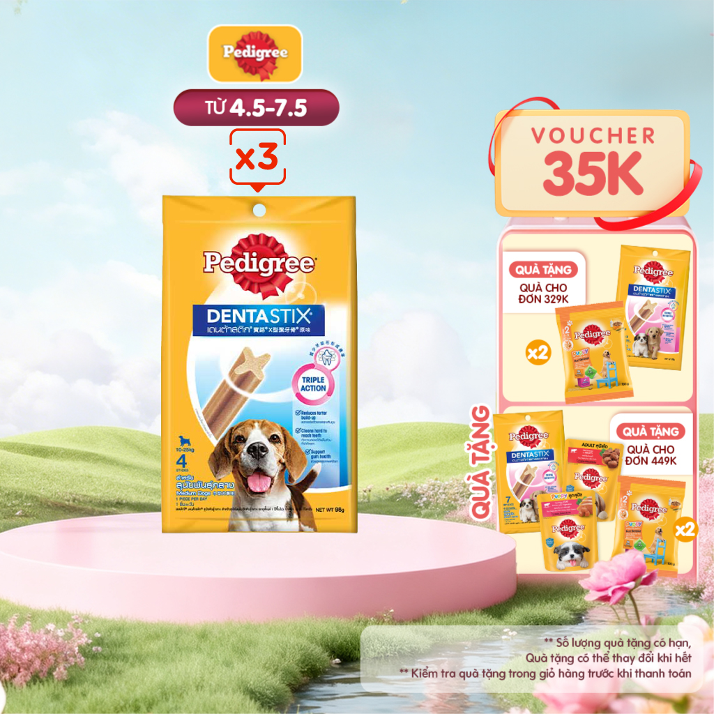 Bánh Xương Chăm Sóc Răng cho Chó Vừa PEDIGREE Dentastix (98g)