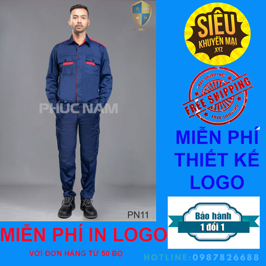 Quần áo bảo hộ lao động, Quần áo bảo hộ lao động PN11, Quần áo bảo hộ lao động vải Kaki , Quần áo bảo hộ lao động chất lượng, Bảo hộ lao động Phúc Nam