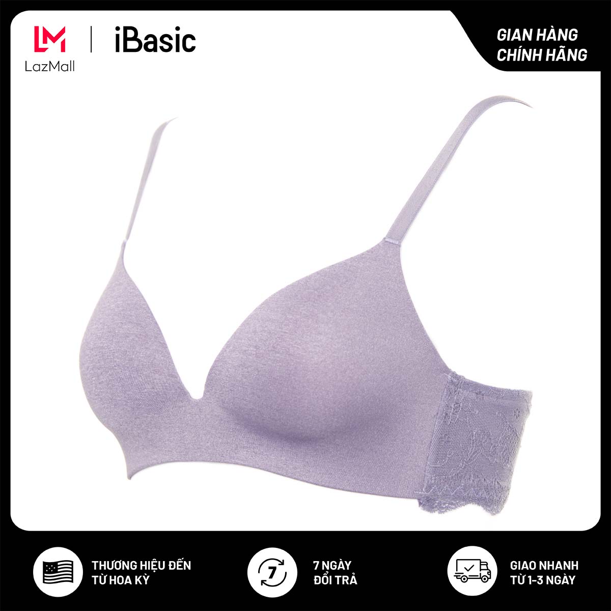 Áo ngực mút mỏng không đường may phối ren T-Shirt iBasic BRAW061