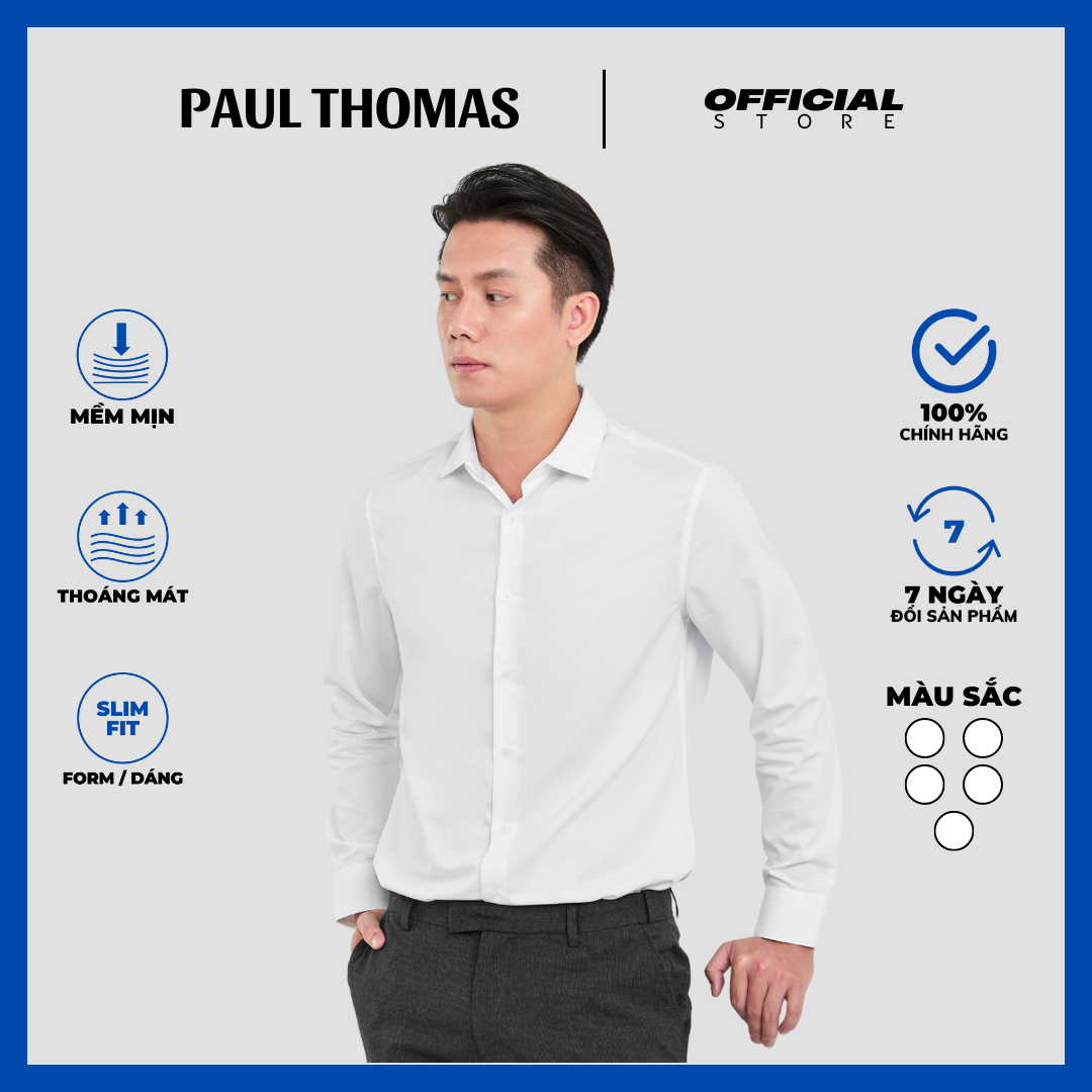 Áo sơ mi dài tay trắng vân các loại - paul thomas