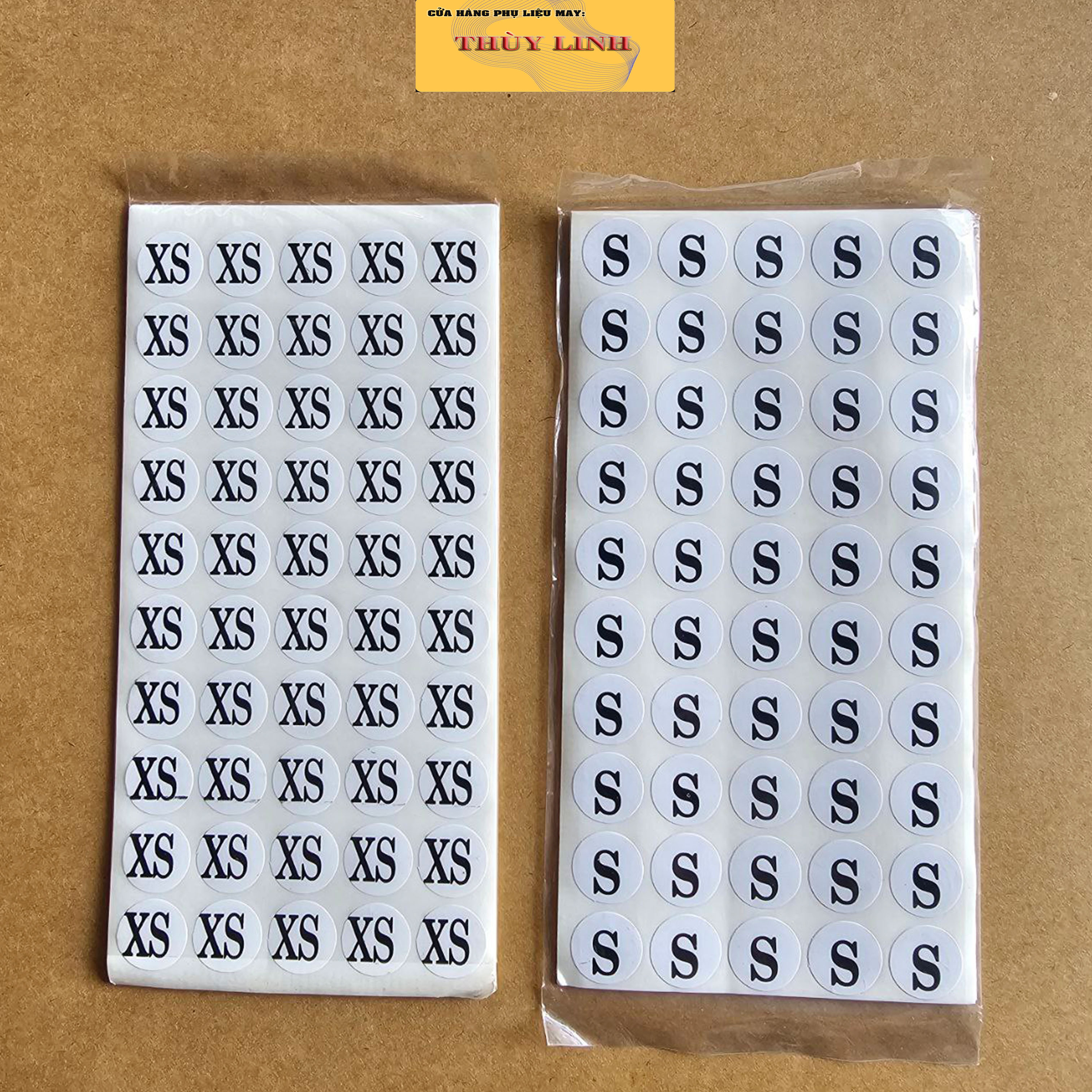 Tem size dán quần áo từ xs đến 8xl