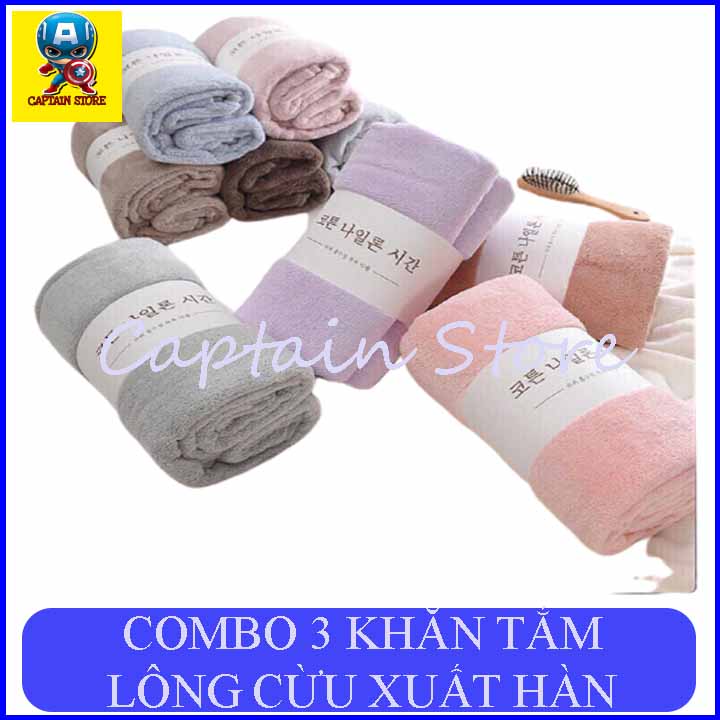 [Hoàn tiền 6%] COMBO 3 Khăn tắm lông cừu Hàn Quốc cao cấp, siêu mềm mịn (GIAO MÀU NGẪU NHIÊN)