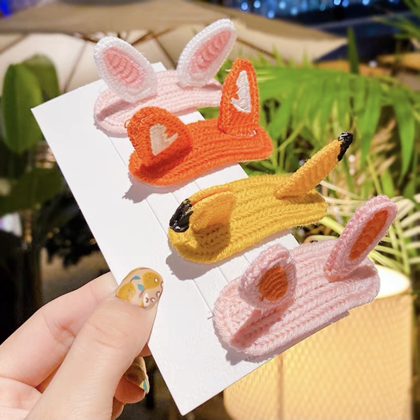 Kẹp tóc len 3D hình tai thú xinh xắn cho bé Mimi Kids