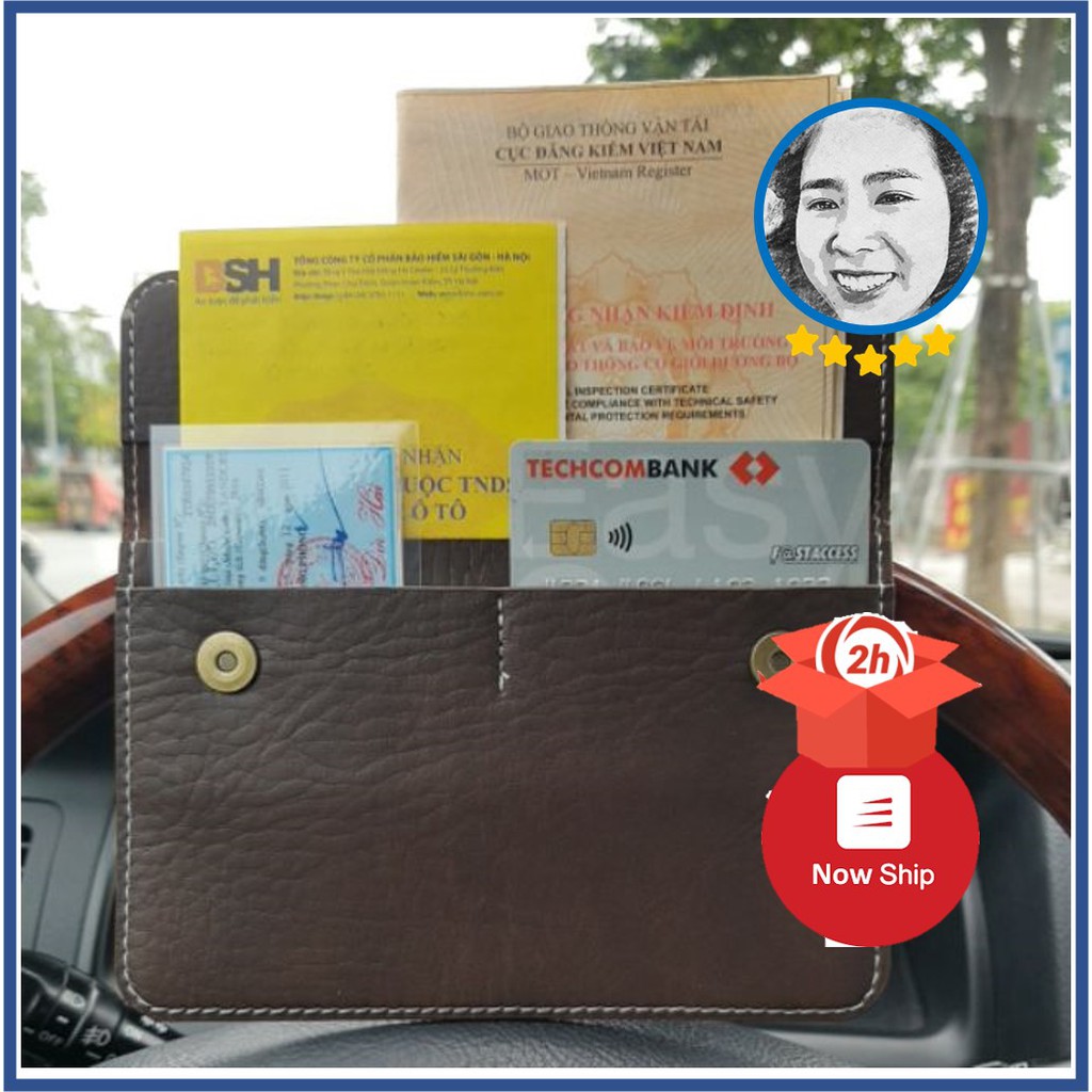 [DA BÒ THẬT] Ví da Sachi không logo, bóp da đựng giấy tờ xe, giấy đăng kiểm trên xe o tô, xe hơi thời trang, bền, đẹp