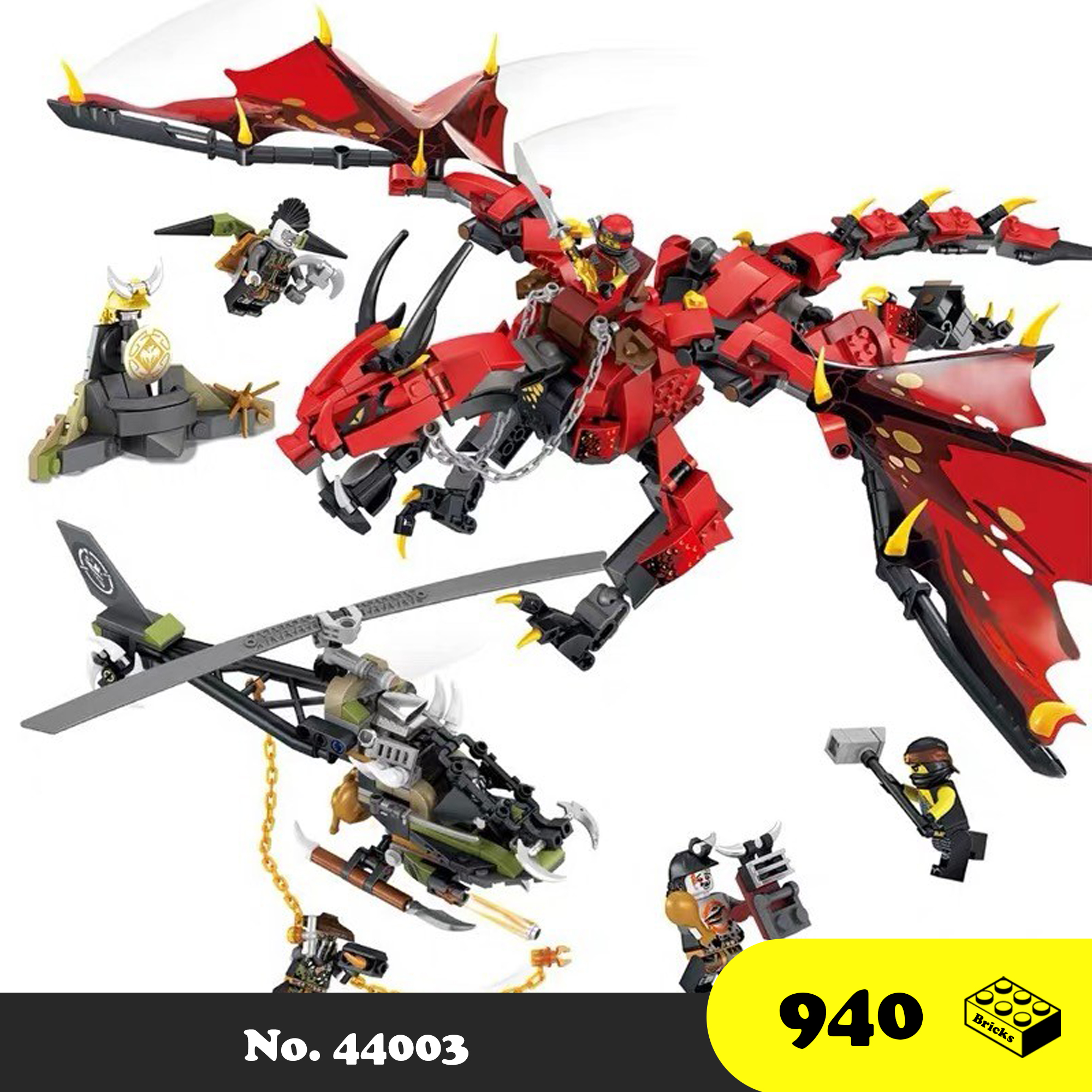 Đồ chơi lắp ráp Lego Rồng lửa Ninja Go Phantom - Bela 44003 Flame Dragon - Xếp hình thông minh 940 mảnh ghép