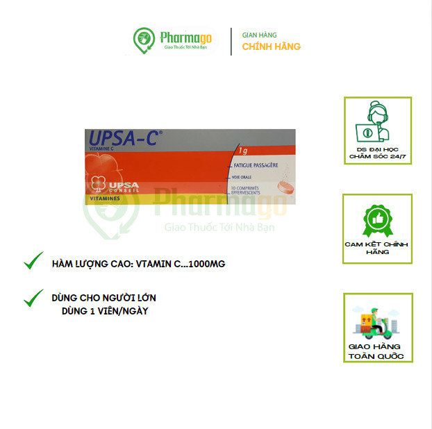 Upsa C - Viên sủi bổ sung vitamin C nhập khẩu Pháp chính hãng