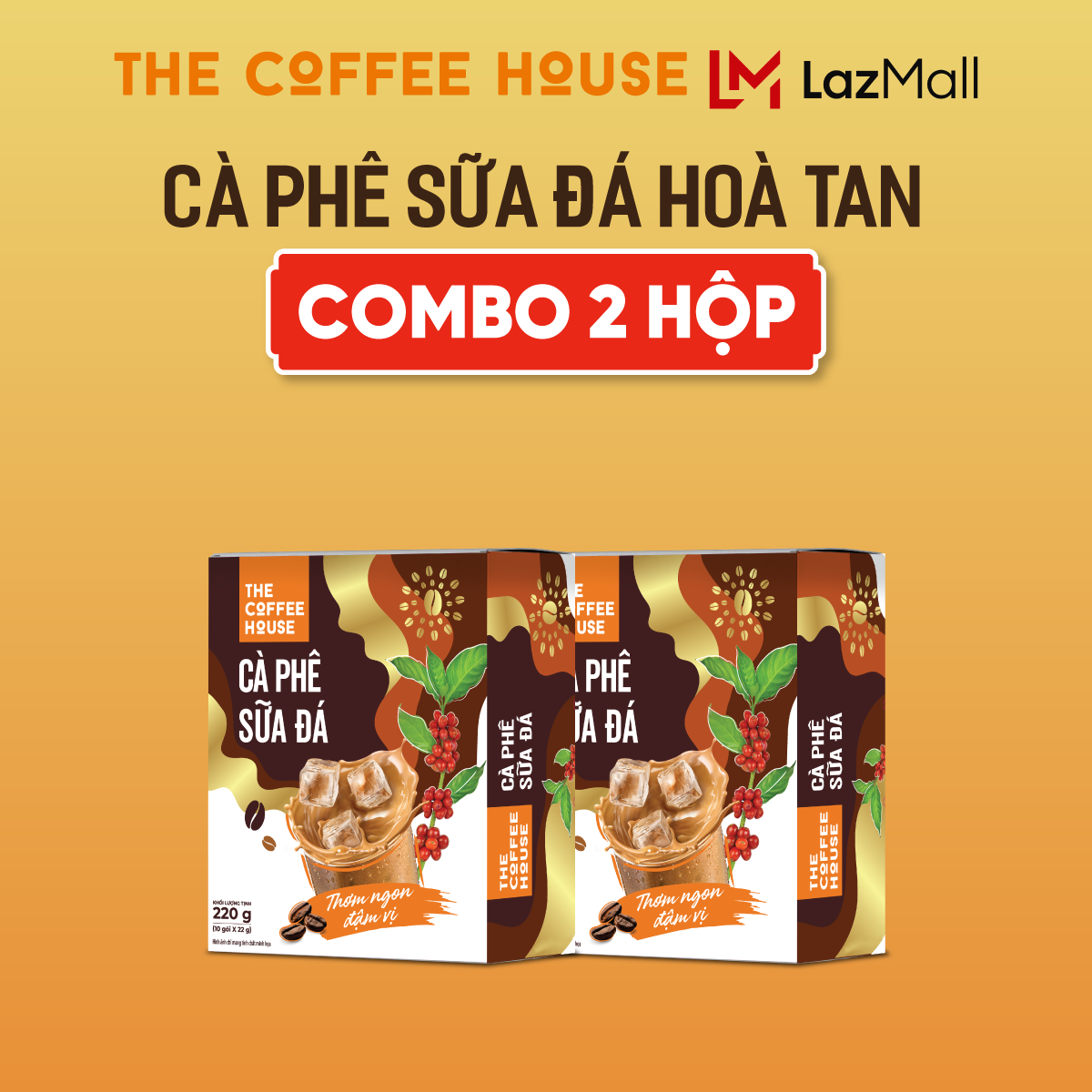  COMBO 2 The Coffee House cà phê sữa đá hoà tan  Hộp 10 gói x 22g  