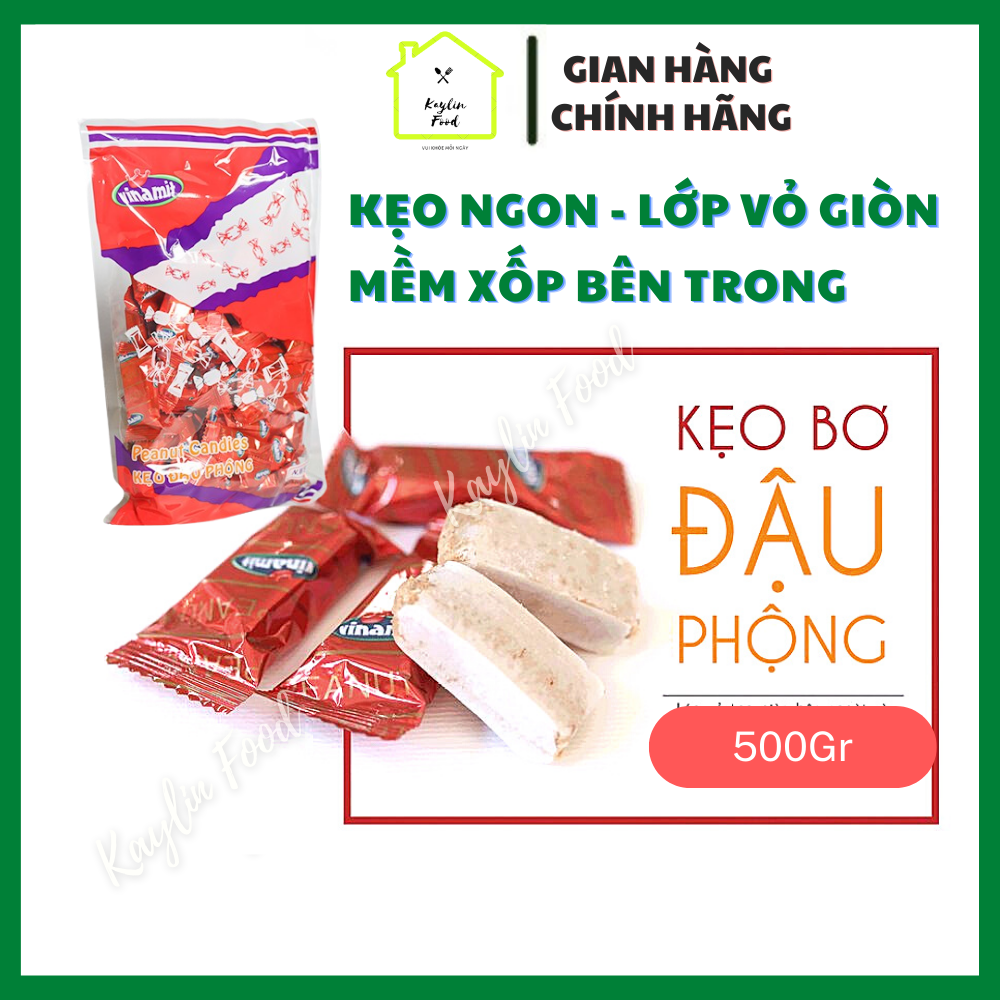 Kẹo bơ đậu phộng Vinamit 500g bơ đậu phộng mềm xốp