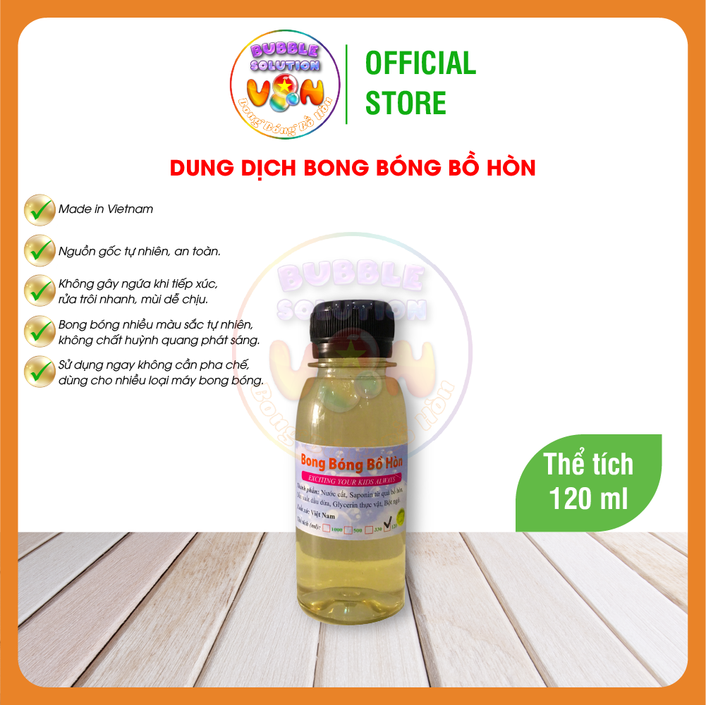 1 Chai 120ml Dung dịch thổi bong bóng xà phòng làm từ quả bồ hòn (Soapnut bubble solution for Kids)