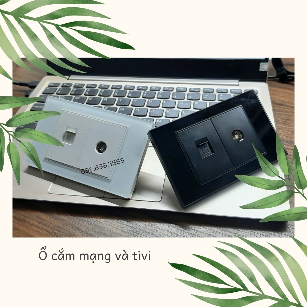 Ổ cắm âm tường mạng lan và tivi mặt kính cường lực, ổ cắm hình chữ nhật