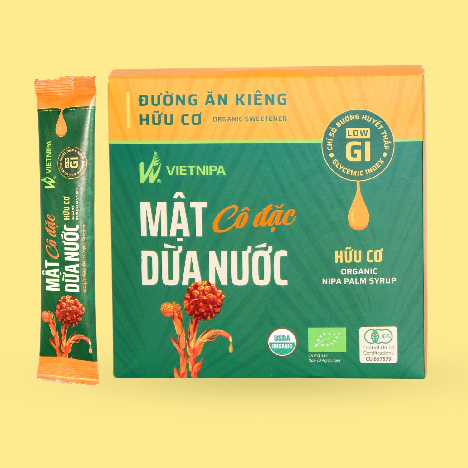 Mật dừa nước cô đặc hữu cơ vietnipa - hộp 30 gói