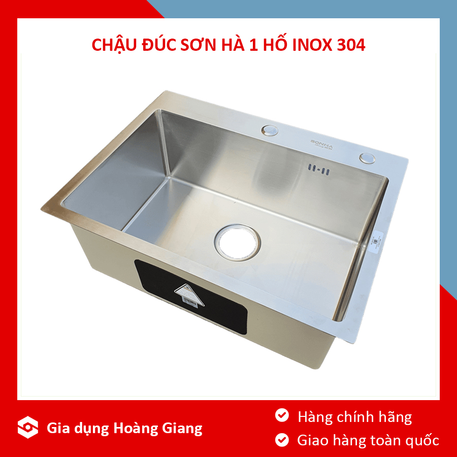 Chậu rửa bát 1 hố Sơn Hà Luxury inox 304 chính hãng