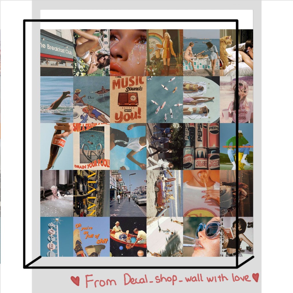12 tấm Wall Collage dán tường trang trí phòng ngủ - theme So retro