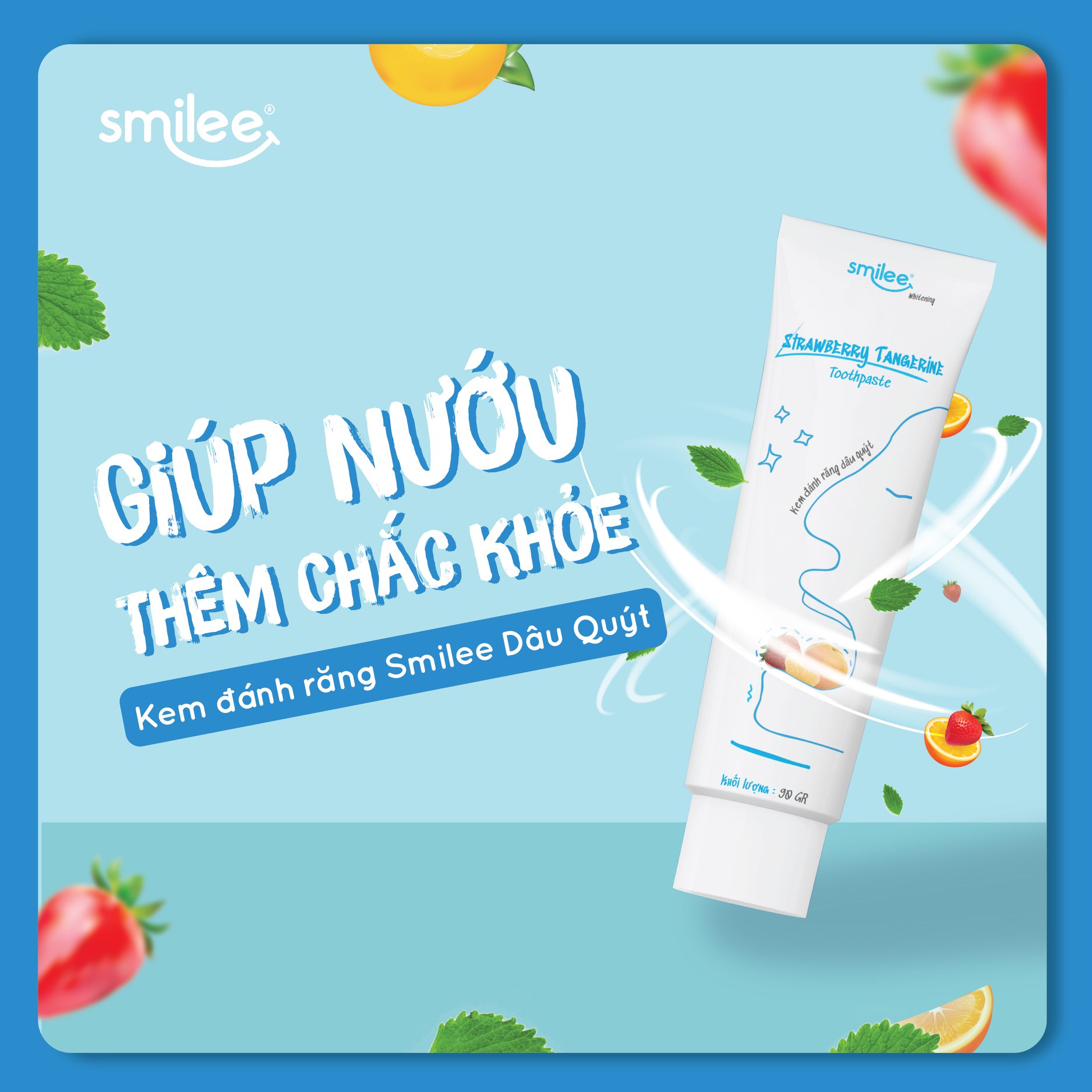 [HCM][Tặng bàn chải Hàn Quốc+Giảm 43%+Freeship] Kem Đánh Răng Smilee Trắng răng-Thơm mát-An toàn Chiết xuất Dâu-Quýt Nhập khẩu USA