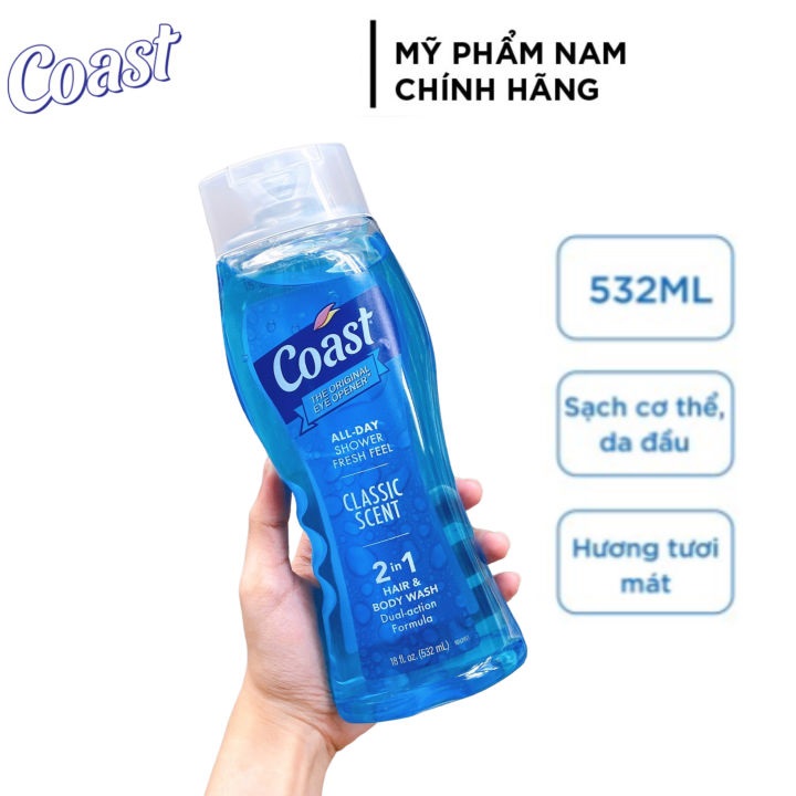 Sữa tắm gội cho nam Coast Hair and Body Wash 532ML