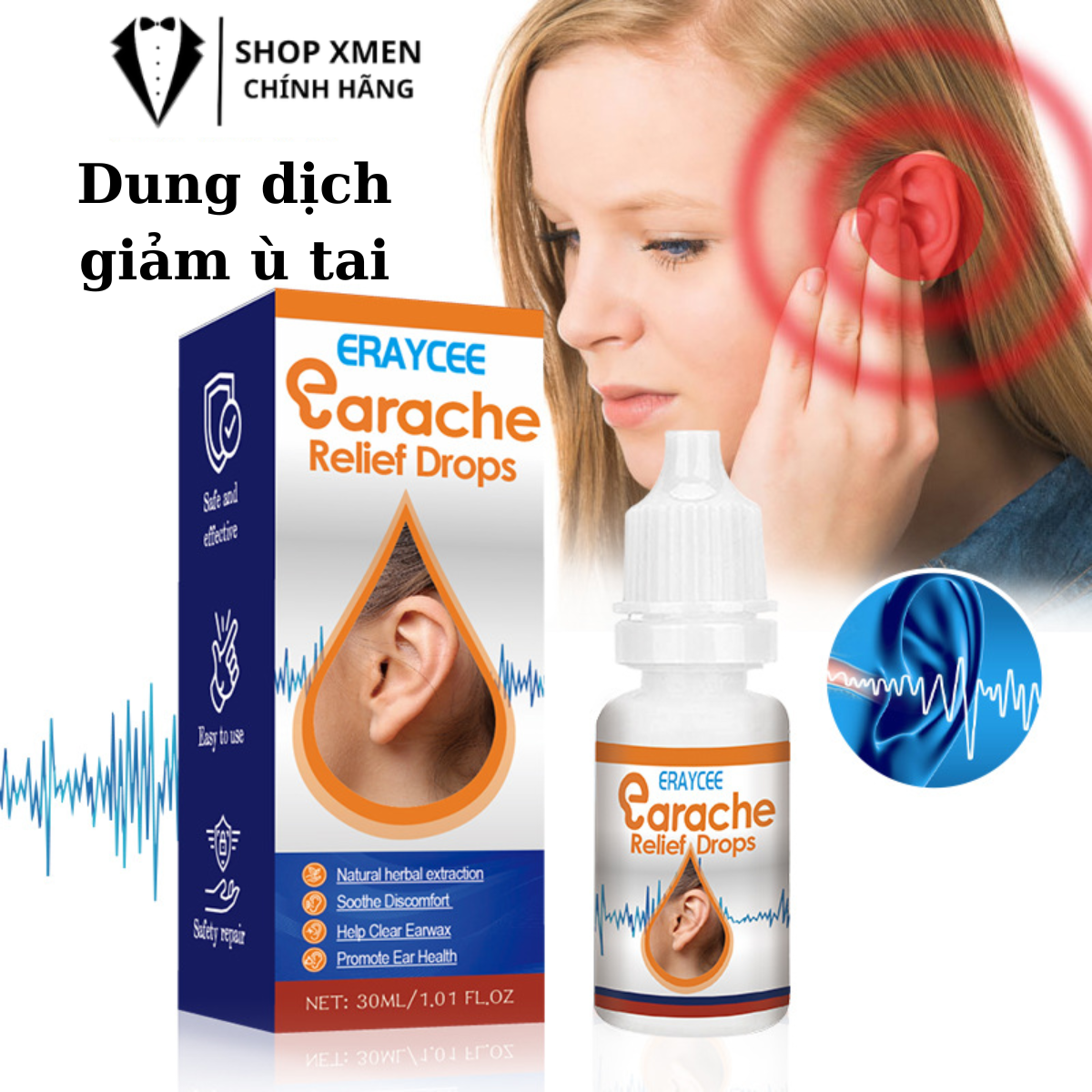 Dung dịch nhỏ ù tai kháng khuẩn nhiễm tr.ùng tai dung dịch nhỏ tai dạng nước viêm tai ù tai ù tai giảm thính lực dung dịch nhỏ tai.