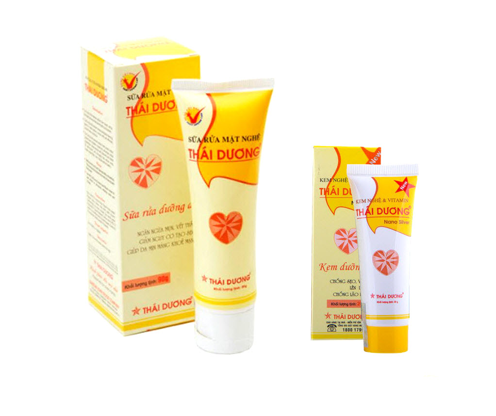 Bộ sản phẩm chăm sóc và tái tạo da - sữa rữa mặt nghệ tuýp 90g + kem nghệ nano bạc thái dương 20g