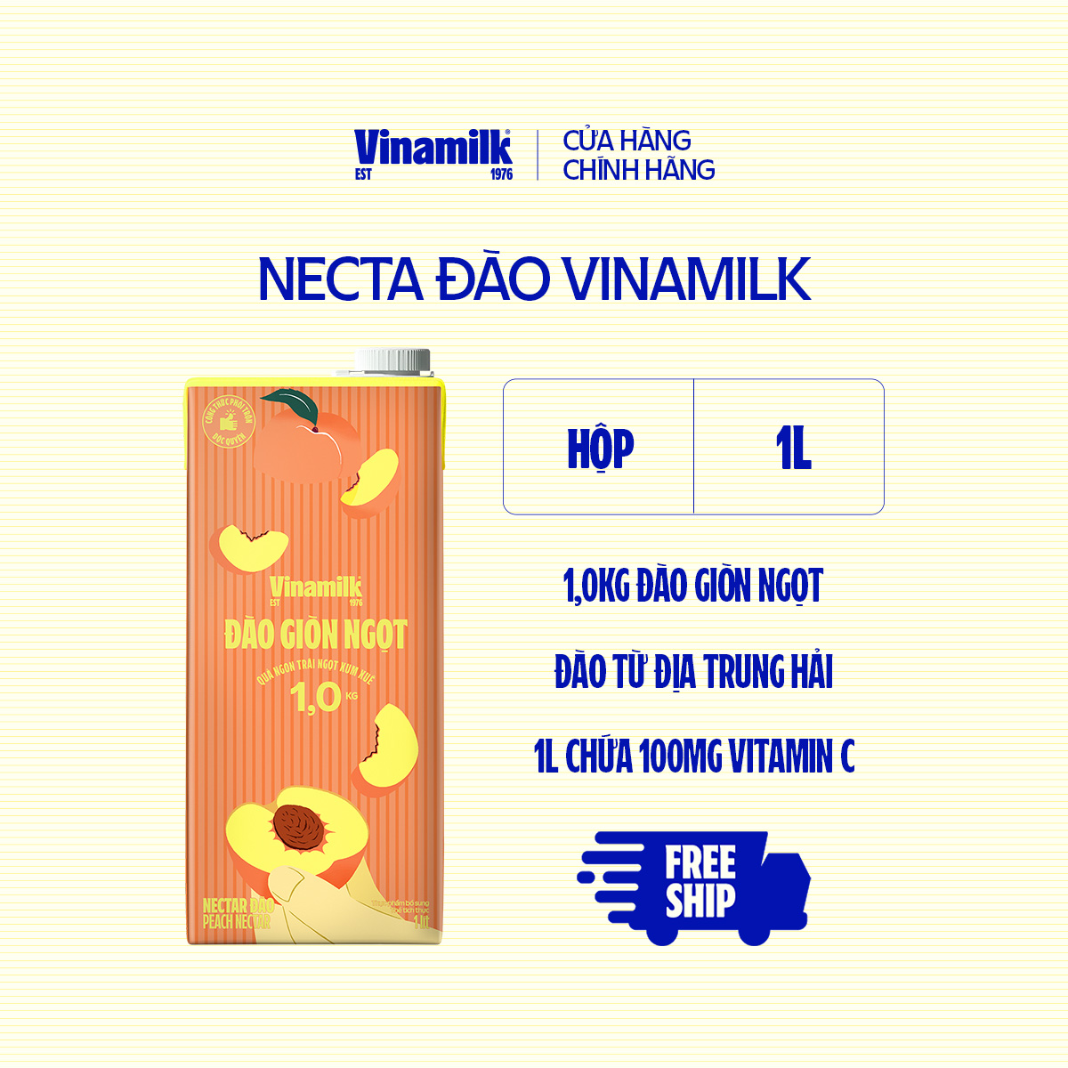 1 Hộp Nước Necta Đào Vinamilk - Hộp giấy 1L